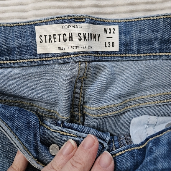 TOPMAN Classic Stretch Skinny Blue Denim Jeans. Size 10 - Picture 4 of 9